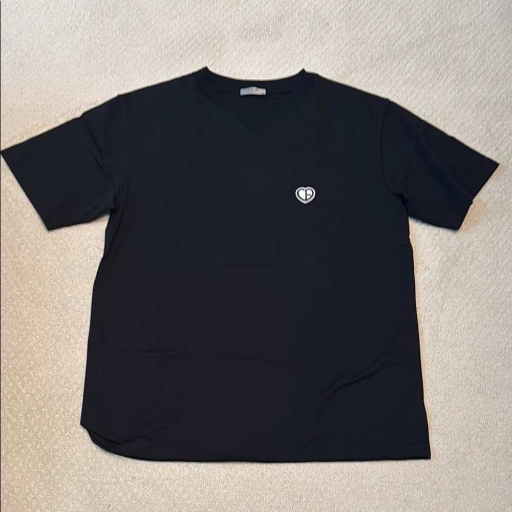 Dior Black Short Sleeve Tee with White Heart Logo